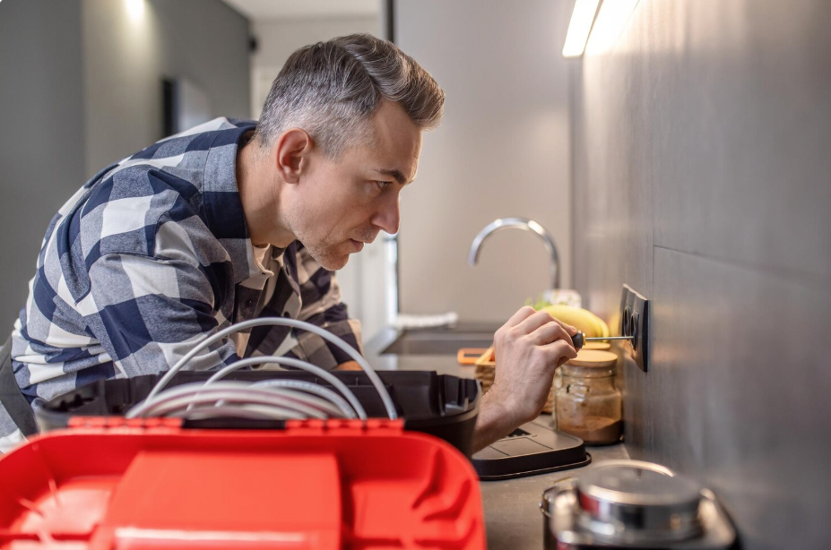 Handyman preparing tools for emergency water heater repair